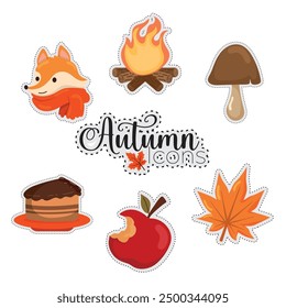 Autumn stickers icons set Vector illustration