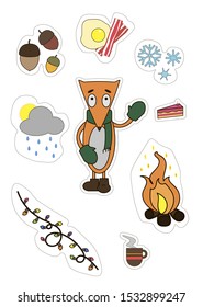 Autumn stickers set, vector image