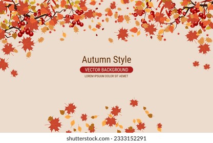 Autumn style background with colorful leaves. Banner, coupon, card, flyer, booklet vector template