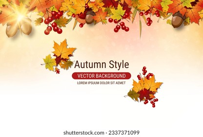 Autumn style elegant vector background. Design for flyer, invitation card, promo poster, discount coupon, voucher, sale banner