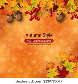 Autumn style elegant vector background. Design for square flyer, invitation card, promo poster, discount coupon, voucher, sale banner