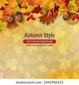 Autumn style elegant vector background. Design for square flyer, invitation card, promo poster, discount coupon, voucher, sale banner