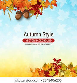 Autumn style elegant vector background. Design for square flyer, invitation card, promo poster, discount coupon, voucher, sale banner