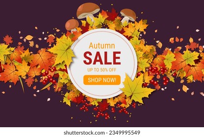 Fondo vectorial elegante de estilo otoño. Diseño para volante, tarjeta de invitación, póster promocional, cupón descuento, cupón, cupón, banner de venta