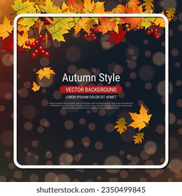 Autumn style elegant vector background. Design for square flyer, invitation card, promo poster, discount coupon, voucher, sale banner