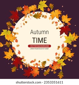 Fondo vectorial elegante de estilo otoño. Diseño para volante cuadrado, tarjeta de invitación, póster promocional, cupón descuento, cupón, cupón, banner de venta