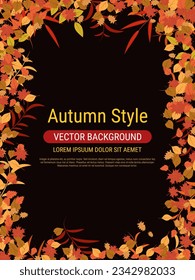 Autumn style flyer vector template. Design for invitation card, promo poster, discount coupon, voucher, sale banner, booklet, brochure cover