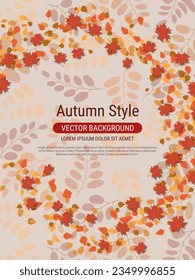 Autumn style flyer vector template. Design for invitation card, promo poster, discount coupon, voucher, sale banner, booklet, brochure cover