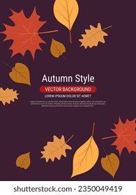 Autumn style flyer vector template. Design for invitation card, promo poster, discount coupon, voucher, sale banner, booklet, brochure cover