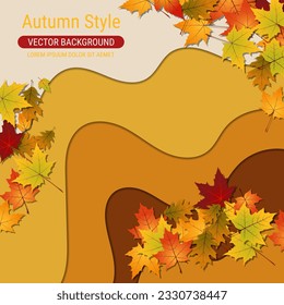 Herbstgeschichtete 3D-Vektorhintergrund mit bunten Blättern. Banner, Coupon, Karte, Flyer, Booklet-Design-Vorlage