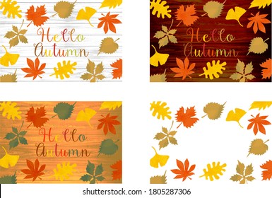 
Autumn style autumn leaves and wood grain watercolor style background material image