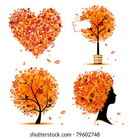 Autumn Style - Tree, Frames, Heart For Your Design