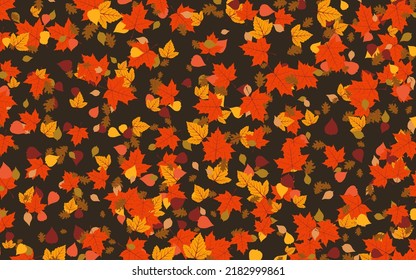 Fondo vectorial de estilo de otoño. Patrón de hojas de árbol coloridas sobre fondo marrón