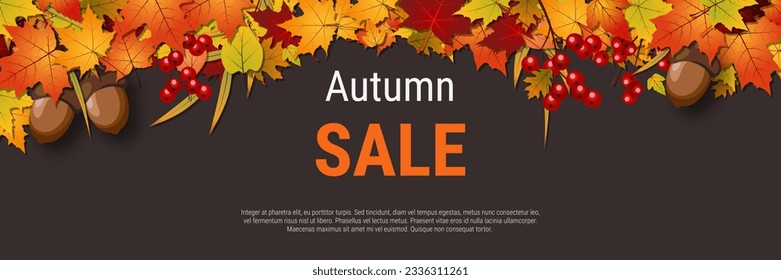 Autumn style vector background. Sale banner, discount, voucher, invitation card, coupon design template