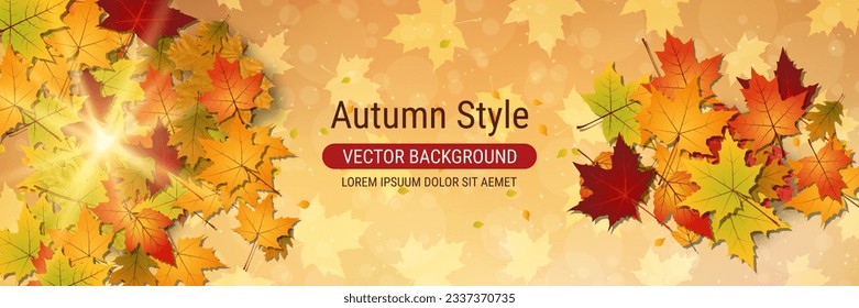 Autumn style vector background. Sale banner, discount, voucher, invitation card, coupon design template