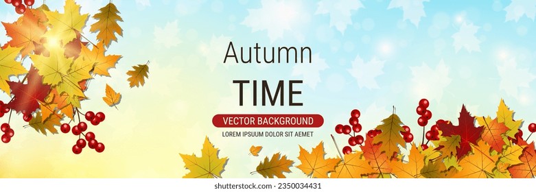 Autumn style vector background. Sale banner, discount, voucher, invitation card, coupon design template