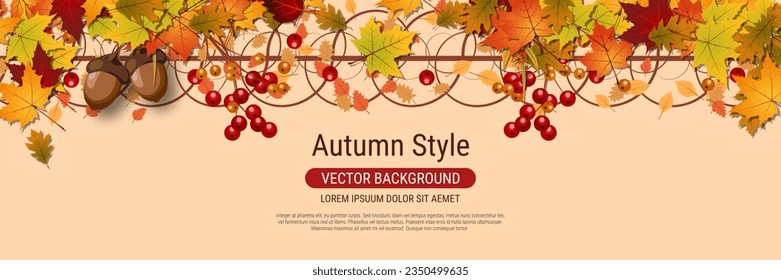 Autumn style vector background. Sale banner, discount, voucher, invitation card, coupon design template