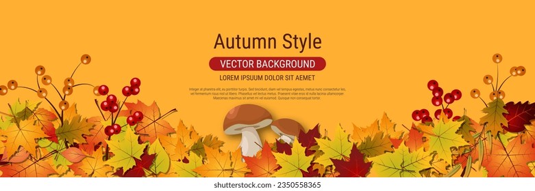Autumn style vector background. Sale banner, discount, voucher, invitation card, coupon design template