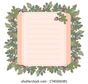 Autumn style vector to do list decorated with acorns doodle
