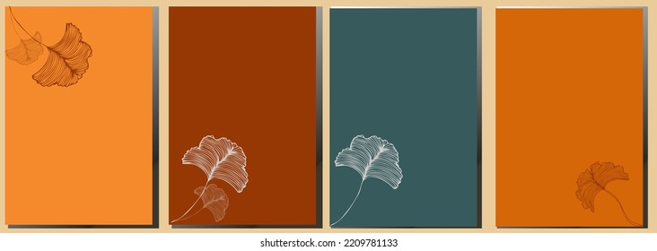 Autumn style.Vector set of abstract creative backgrounds in minimal trendy style with space for text - design templates for social media stories also can be used for card, cover, invitation