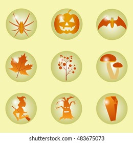 Autumn stylish icons Halloween for the web site