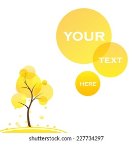 Autumn stylized tree of spheres on a white isolated background. Vector background for advertising, announcements about the autumn sales. Bright background for brochures and advertising banners.