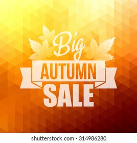 Autumn sun triangle vector background with leaves. Vector illustration Eps10. Big sale
