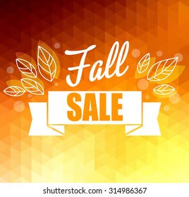 Autumn sun triangle vector background with leaves. Vector illustration Eps10. Big sale