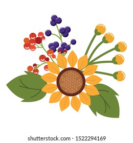 autumn sunflower seasonal isolated icon vector illustration design