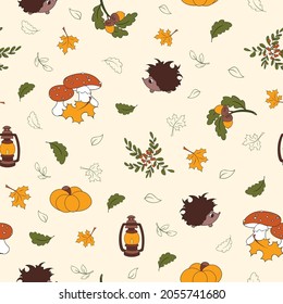 Autumn Sunny Colors cute and cosy seamless pattern