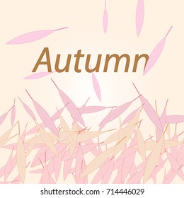 Autumn surrounded by dancing falling leaves in warm pastel colors