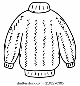 Autumn sweater. Warm clothes. Vector doodle illustration. Sketch by hand.