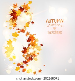 Autumn swirl of leaves with place for text