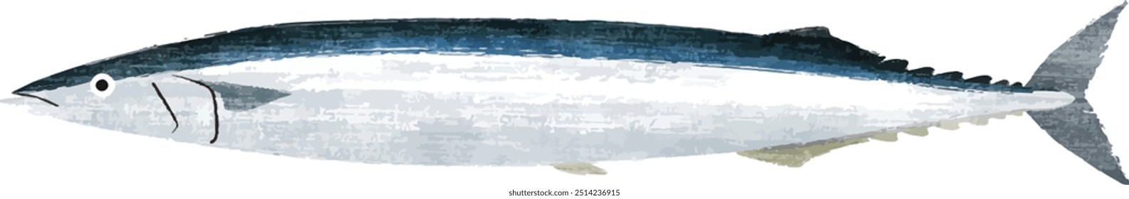 Autumn sword fish watercolor vector illustration drawing isolated
