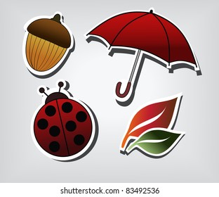 Autumn symbols, vector