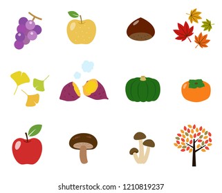 Autumn taste illustration material set