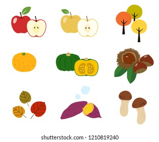 Autumn taste illustration material set