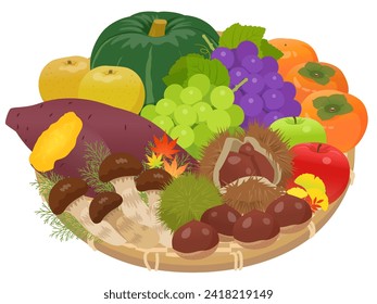 Autumn taste platter vector illustration