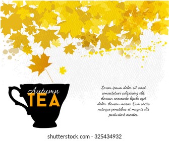 Autumn tea. watercolor vector background