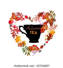 Autumn tea. watercolor vector background