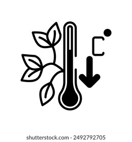 Icono de glifo de temperatura de otoño, Ilustración vectorial