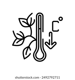 Autumn Temperature Outline Icon, Vector illustration