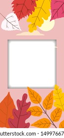 Autumn template background of autumn fallen leaves orange yellow foliage. Social media stories banners. Template for event invitation, product catalog, advertising. Vector isoalted trendy flat style