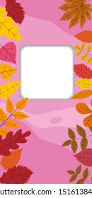 Autumn template background of autumn fallen leaves orange yellow foliage. Social media stories banners. Template for event invitation, product catalog, advertising. Vector isoalted trendy flat style
