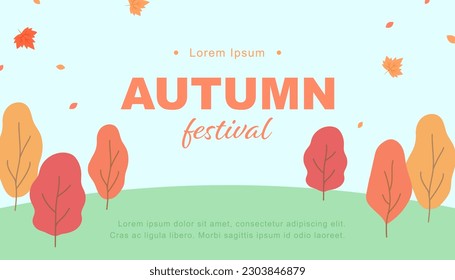 Autumn template background with maple trees.