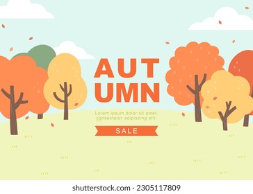 Autumn template background with maple trees.