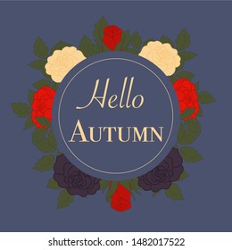 Autumn template with bold autumn flowers. Vector elements. Creative template, perfect to use on the web or for postcards, flyers