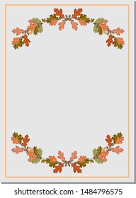 Autumn template with colorful oak leaves and acorns. For your design, greeting cards, posters, advertisement. Vector.