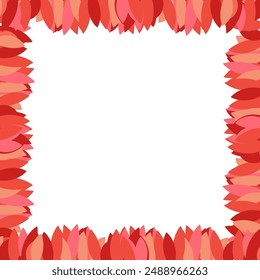 autumn template frame with pink leaves in flat style on the white background. vector template with plant frame. Digital template frame is for seasonal designs, invitations, and creative projects