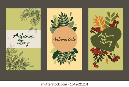 Autumn template for social network stories. Background for social networks, flyers and posters. Soft color vector illustration